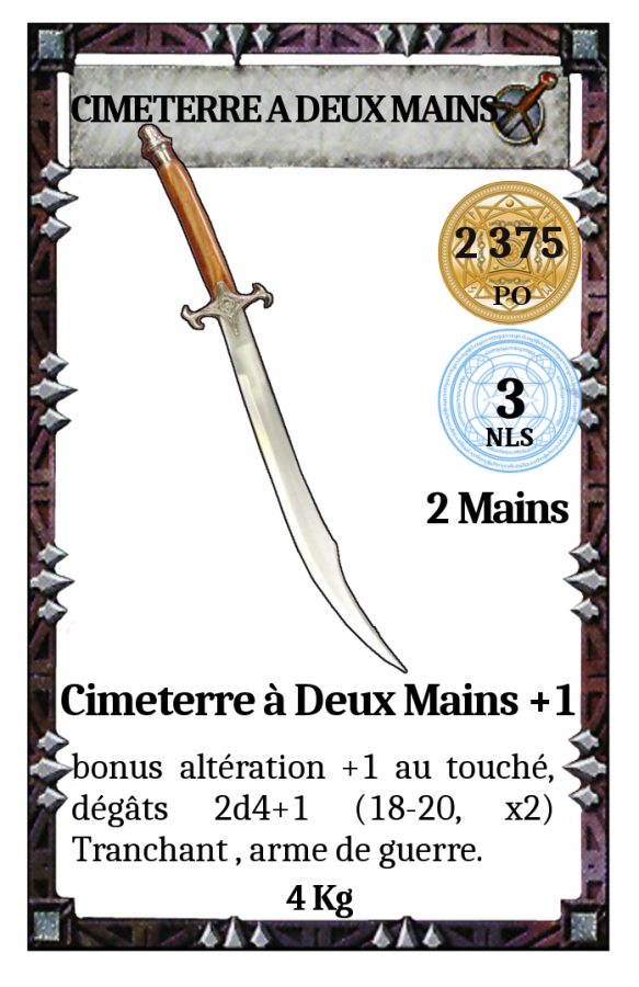 Arme - Cimeterre à deux mains +1